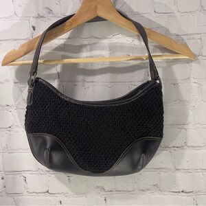 The Sak Crochet Faux Leather Trim Hobo Shoulder Bag Purse